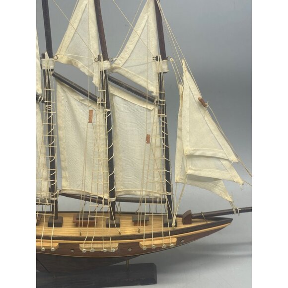 sail ship wood figurine display boat collectable 14x13" brown white latter's REA - Picture 10 of 16